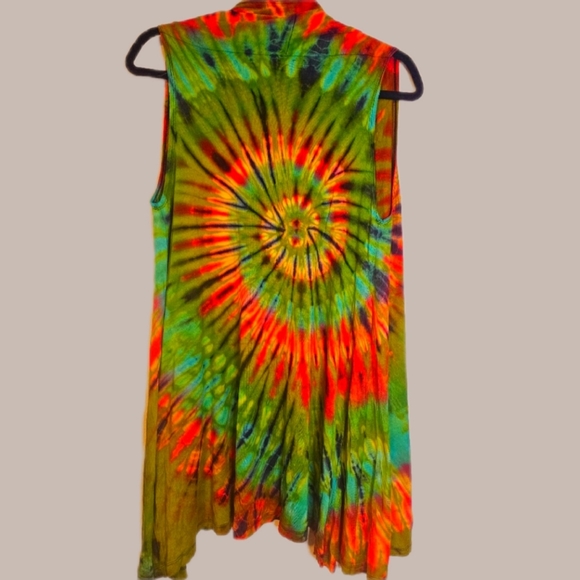 TIE DYE Rayon Stretch Sleeveless Cardigan-**5 Colors Avail.**- New - Picture 7 of 11